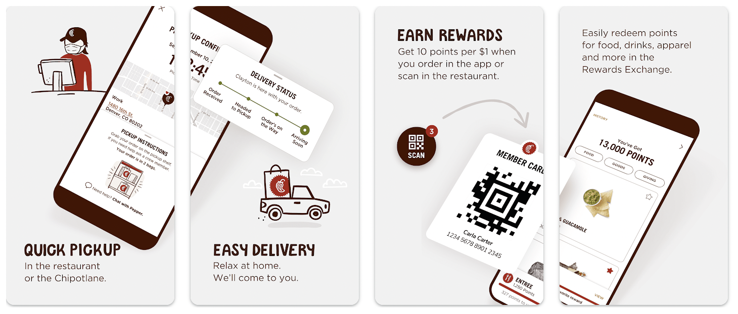 The Chipotle Rewards Program app screenshots