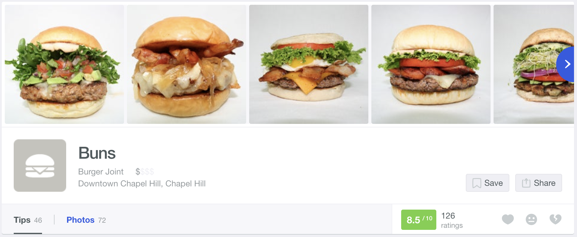 Foursquare Restaurant Rating Screenshot