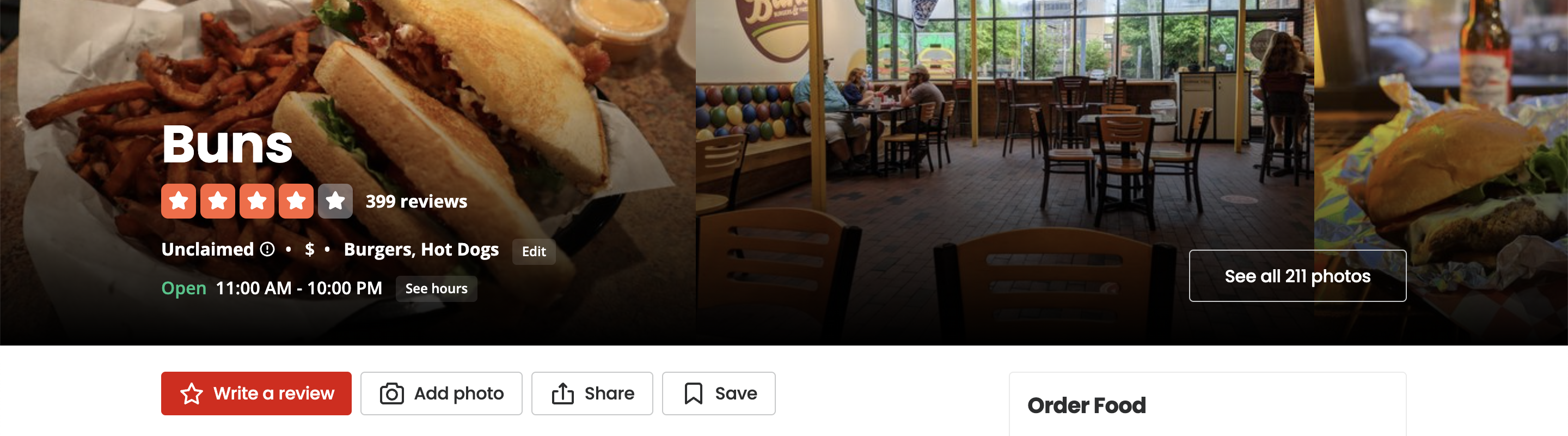Yelp Restaurant Rating Screenshot